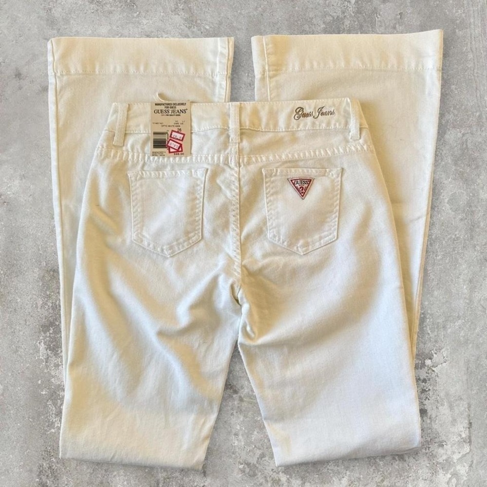 Vintage white mid-rise ultra flare guess dead stock jeans